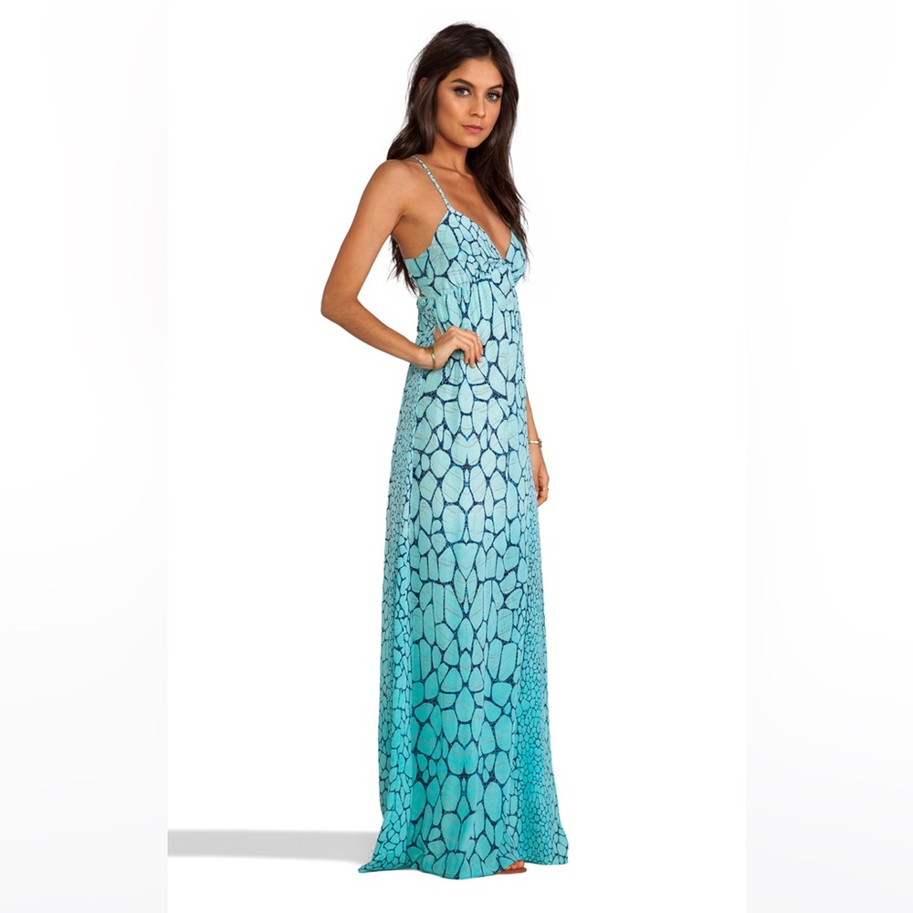 Gypsy 05 Printed Silk Maxi Dress in Aqua Size S